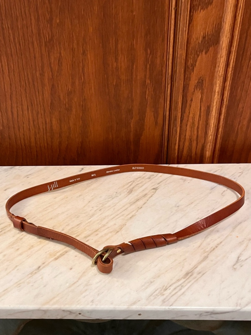 J. Jill Tan Brown Leather Knot Belt with Brass Ring
